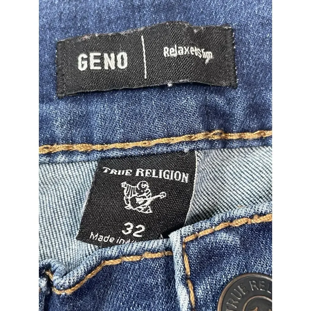 True Religion Geno Relaxed Slim Jeans Mens 32 Medium Wash Stretch Straight